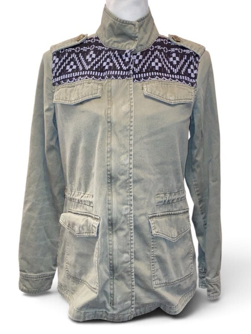 MUDD Embroidered Military Utility Jacket Olive “Army” Green Size Small
